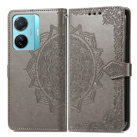 Funda de Cuero Cartera con Soporte Patron de Moda Carcasa para Vivo T1 Pro 5G Gris