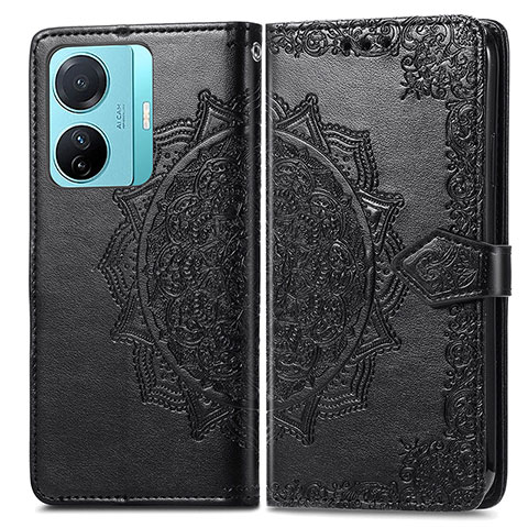 Funda de Cuero Cartera con Soporte Patron de Moda Carcasa para Vivo T1 Pro 5G Negro