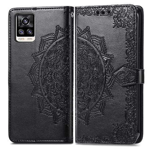 Funda de Cuero Cartera con Soporte Patron de Moda Carcasa para Vivo V20 Negro