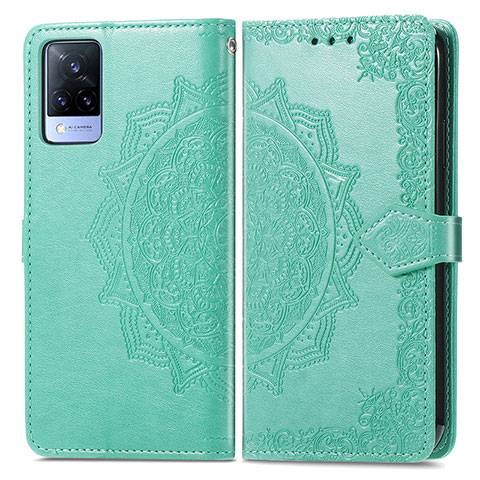 Funda de Cuero Cartera con Soporte Patron de Moda Carcasa para Vivo V21 5G Verde