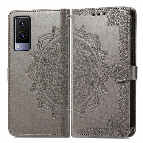 Funda de Cuero Cartera con Soporte Patron de Moda Carcasa para Vivo V21e 5G Gris