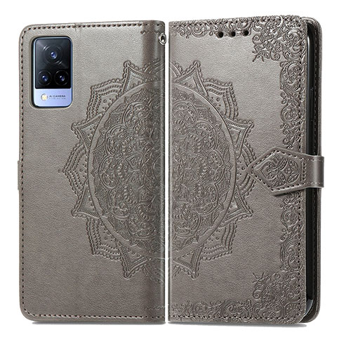 Funda de Cuero Cartera con Soporte Patron de Moda Carcasa para Vivo V21s 5G Gris