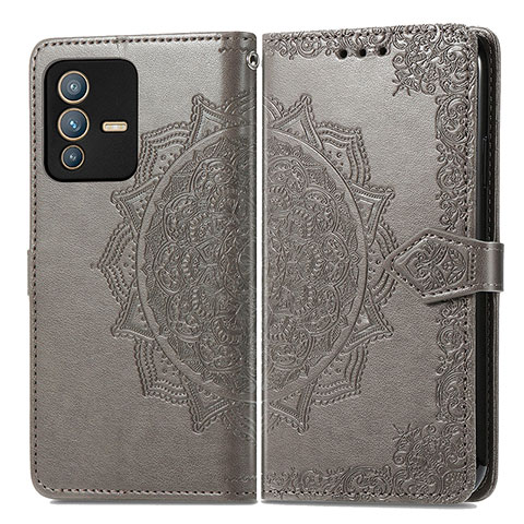 Funda de Cuero Cartera con Soporte Patron de Moda Carcasa para Vivo V23 Pro 5G Gris