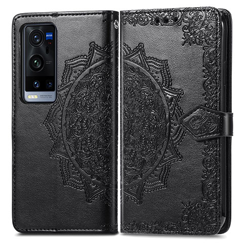 Funda de Cuero Cartera con Soporte Patron de Moda Carcasa para Vivo X60 Pro+ Plus 5G Negro