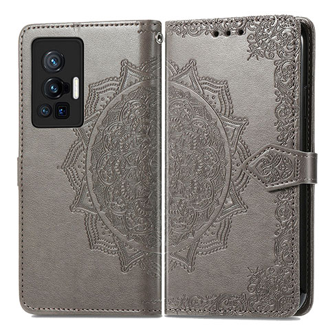 Funda de Cuero Cartera con Soporte Patron de Moda Carcasa para Vivo X70 Pro 5G Gris