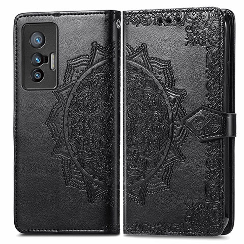 Funda de Cuero Cartera con Soporte Patron de Moda Carcasa para Vivo X70t Negro