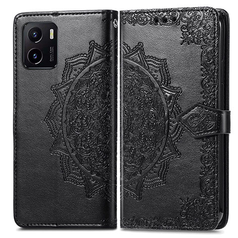 Funda de Cuero Cartera con Soporte Patron de Moda Carcasa para Vivo Y15C Negro