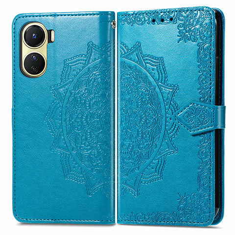 Funda de Cuero Cartera con Soporte Patron de Moda Carcasa para Vivo Y16 Azul