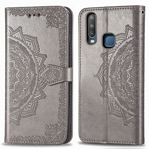 Funda de Cuero Cartera con Soporte Patron de Moda Carcasa para Vivo Y17 Gris