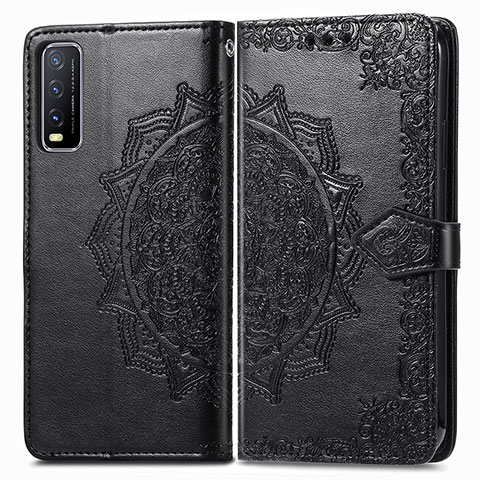 Funda de Cuero Cartera con Soporte Patron de Moda Carcasa para Vivo Y20s G Negro