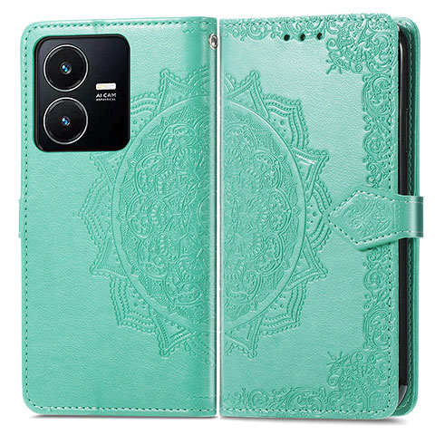 Funda de Cuero Cartera con Soporte Patron de Moda Carcasa para Vivo Y22 Verde