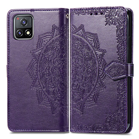 Funda de Cuero Cartera con Soporte Patron de Moda Carcasa para Vivo Y31s 5G Morado