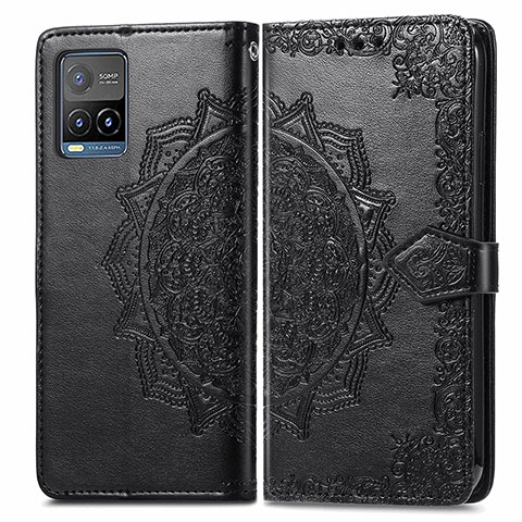 Funda de Cuero Cartera con Soporte Patron de Moda Carcasa para Vivo Y32 4G Negro