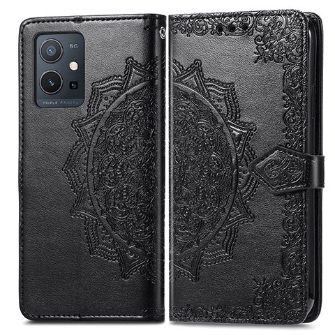 Funda de Cuero Cartera con Soporte Patron de Moda Carcasa para Vivo Y33e 5G Negro