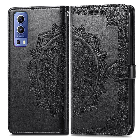 Funda de Cuero Cartera con Soporte Patron de Moda Carcasa para Vivo Y52 5G Negro