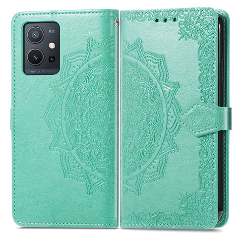 Funda de Cuero Cartera con Soporte Patron de Moda Carcasa para Vivo Y55 5G Verde