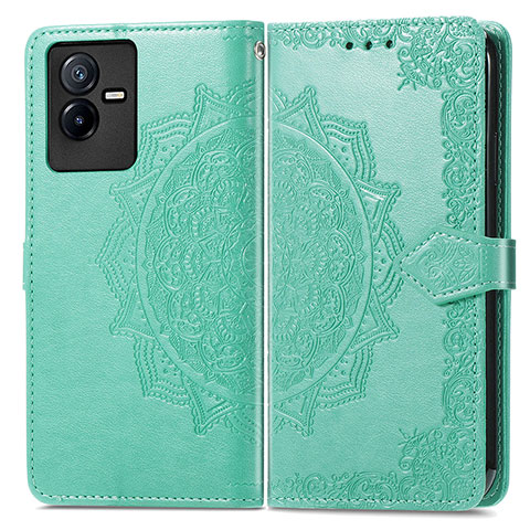 Funda de Cuero Cartera con Soporte Patron de Moda Carcasa para Vivo Y73t Verde