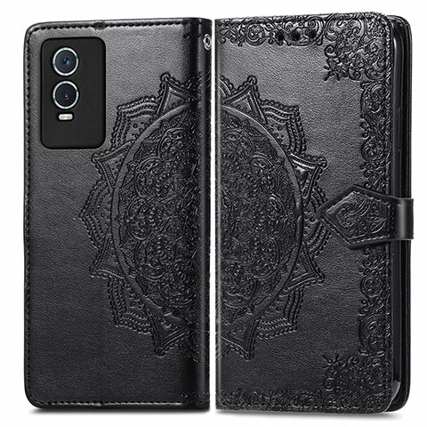 Funda de Cuero Cartera con Soporte Patron de Moda Carcasa para Vivo Y74s 5G Negro