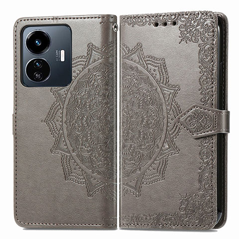 Funda de Cuero Cartera con Soporte Patron de Moda Carcasa para Vivo Y77e 5G Gris