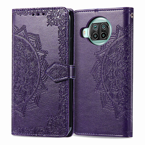 Funda de Cuero Cartera con Soporte Patron de Moda Carcasa para Xiaomi Mi 10i 5G Morado