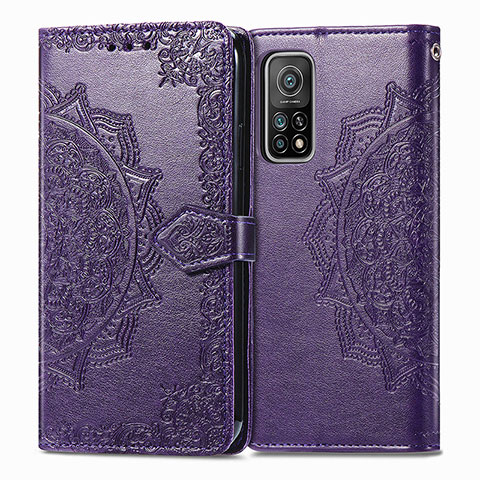 Funda de Cuero Cartera con Soporte Patron de Moda Carcasa para Xiaomi Mi 10T Pro 5G Morado