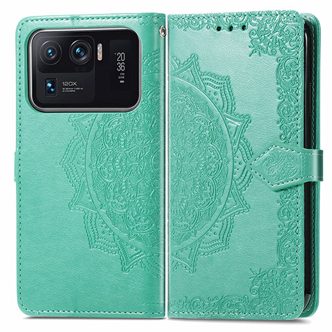 Funda de Cuero Cartera con Soporte Patron de Moda Carcasa para Xiaomi Mi 11 Ultra 5G Verde