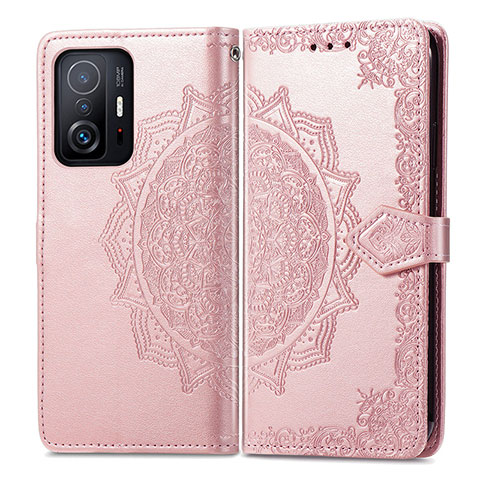 Funda de Cuero Cartera con Soporte Patron de Moda Carcasa para Xiaomi Mi 11T 5G Oro Rosa