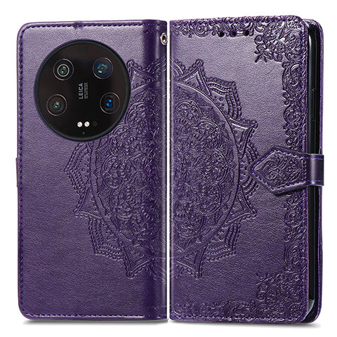 Funda de Cuero Cartera con Soporte Patron de Moda Carcasa para Xiaomi Mi 13 Ultra 5G Morado