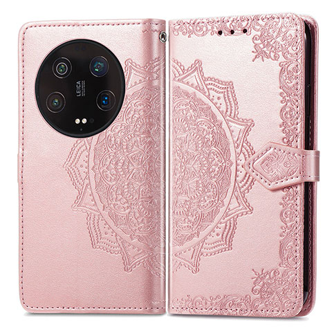 Funda de Cuero Cartera con Soporte Patron de Moda Carcasa para Xiaomi Mi 13 Ultra 5G Oro Rosa