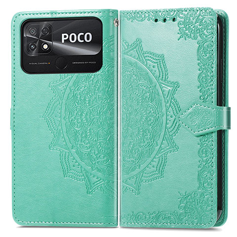 Funda de Cuero Cartera con Soporte Patron de Moda Carcasa para Xiaomi Poco C40 Verde