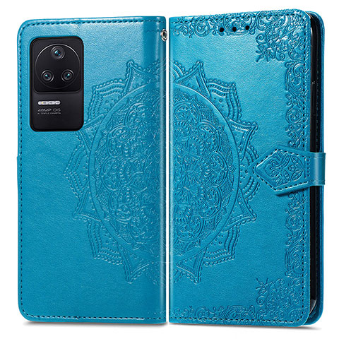 Funda de Cuero Cartera con Soporte Patron de Moda Carcasa para Xiaomi Poco F4 5G Azul