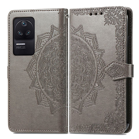 Funda de Cuero Cartera con Soporte Patron de Moda Carcasa para Xiaomi Poco F4 5G Gris