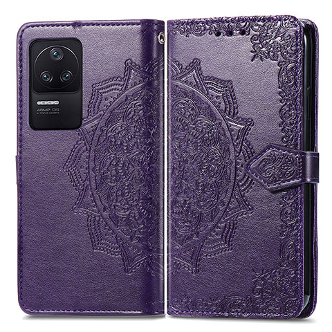 Funda de Cuero Cartera con Soporte Patron de Moda Carcasa para Xiaomi Poco F4 5G Morado