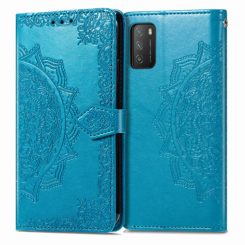 Funda de Cuero Cartera con Soporte Patron de Moda Carcasa para Xiaomi Poco M3 Azul