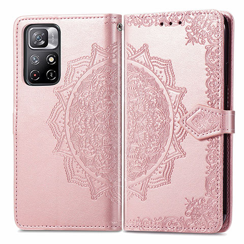 Funda de Cuero Cartera con Soporte Patron de Moda Carcasa para Xiaomi Poco M4 Pro 5G Oro Rosa