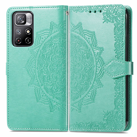 Funda de Cuero Cartera con Soporte Patron de Moda Carcasa para Xiaomi Poco M4 Pro 5G Verde