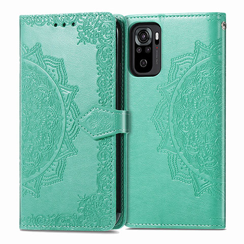 Funda de Cuero Cartera con Soporte Patron de Moda Carcasa para Xiaomi Poco M5S Verde