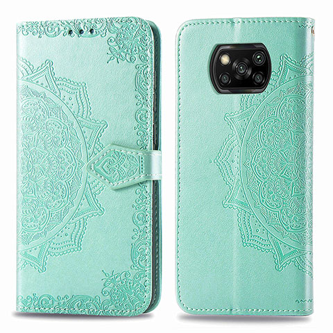 Funda de Cuero Cartera con Soporte Patron de Moda Carcasa para Xiaomi Poco X3 NFC Verde