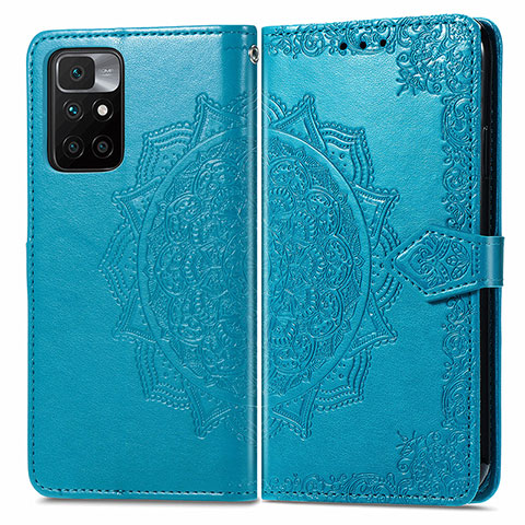 Funda de Cuero Cartera con Soporte Patron de Moda Carcasa para Xiaomi Redmi 10 (2022) Azul