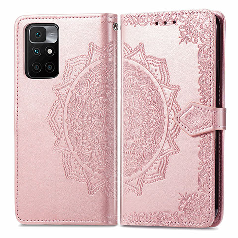 Funda de Cuero Cartera con Soporte Patron de Moda Carcasa para Xiaomi Redmi 10 4G Oro Rosa