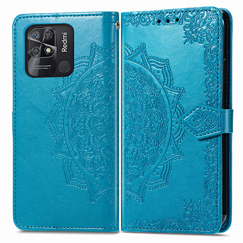 Funda de Cuero Cartera con Soporte Patron de Moda Carcasa para Xiaomi Redmi 10 Power Azul