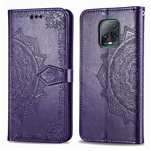 Funda de Cuero Cartera con Soporte Patron de Moda Carcasa para Xiaomi Redmi 10X 5G Morado