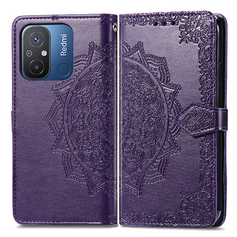 Funda de Cuero Cartera con Soporte Patron de Moda Carcasa para Xiaomi Redmi 11A 4G Morado