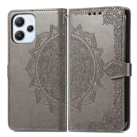 Funda de Cuero Cartera con Soporte Patron de Moda Carcasa para Xiaomi Redmi 12 4G Gris