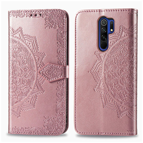 Funda de Cuero Cartera con Soporte Patron de Moda Carcasa para Xiaomi Redmi 9 Oro Rosa