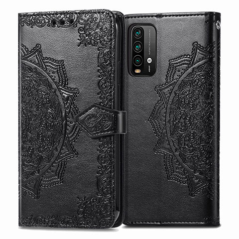 Funda de Cuero Cartera con Soporte Patron de Moda Carcasa para Xiaomi Redmi 9 Power Negro