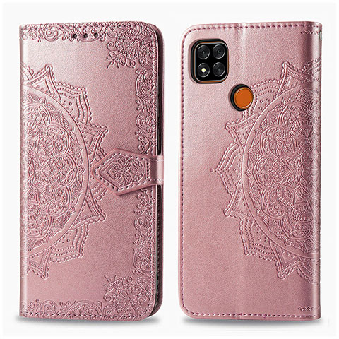 Funda de Cuero Cartera con Soporte Patron de Moda Carcasa para Xiaomi Redmi 9C Oro Rosa