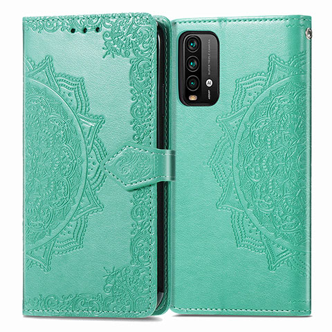 Funda de Cuero Cartera con Soporte Patron de Moda Carcasa para Xiaomi Redmi 9T 4G Verde