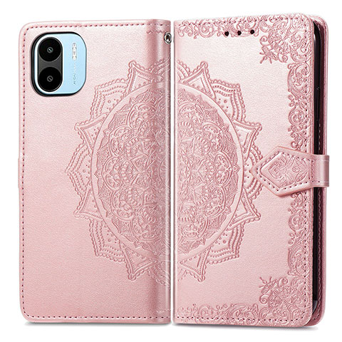 Funda de Cuero Cartera con Soporte Patron de Moda Carcasa para Xiaomi Redmi A2 Oro Rosa