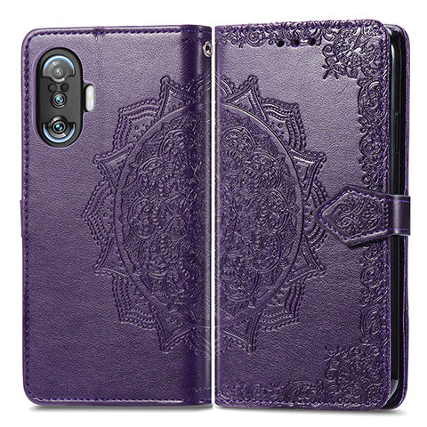 Funda de Cuero Cartera con Soporte Patron de Moda Carcasa para Xiaomi Redmi K40 Gaming 5G Morado